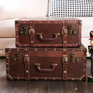 ย้อนยุค หนัง กระเป๋าเดินทางวินเทจมือถือกระเป๋าเดินทางสไตล์โบราณอุปกรณ์ประกอบฉากการถ่ายภาพคิดถึงขนาดเล็ก หนัง ลูกชายมือถือ