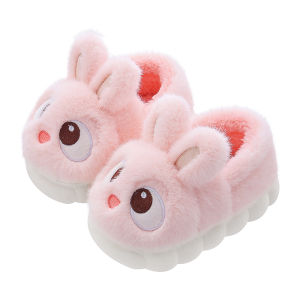 Winter Home Slippers for Children Baby Cotton Shoes with Fur Indoor Anti-Slip Toddler Girls Slip-On Boots Comfortable Soft Soles