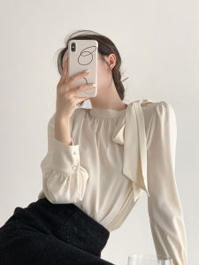 YAOMUHUA | French Bow Satin Shirt