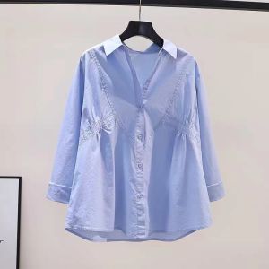 Brand Discount Tag Removed Spring Autumn Loose Cotton Womens Shirt Folded Design Sense Casual Fashionable Top