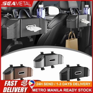 🇵🇭 SEAMETAL Car Backseat Tissue Box Universal Auto Seats Back Hanging Box for Cup Drink Holder Mobile Phone Stand Paper Towel Bag