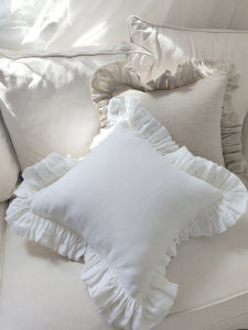 Triều Đình Châu Âu Phong Cách Rửa Sạch Nguyên Chất Vải Lanh Áo Gối Vuông Áo Gối Viền Lá Không Lõi Giá Đơn Trang Trí Nhà Đệm