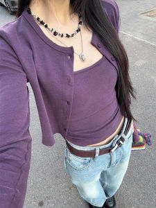 BINKAFENNY | Thai Unique Purple Strap Vest Women Summer 2025 New Slim Fit Pure Desire Spicy Girl Sleeveless Inner Wear Top Commute Style