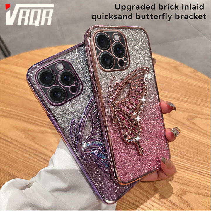 For Honor X6 4G X6s 4G X6a X6a Plus X7a X8 5G X8a 4G X8a 5G X8b 4G VRQR Phone Case Full edge electroplated glitter card diamond butterfly bracket