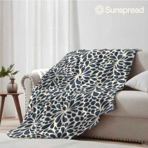 Beast Kingdom | blue floral damask Soft Warm Flannel Blanket Lightweight Cozy Christmas Halloween Home Decor Room