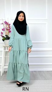 DRESS MARIANA KIDS (6.0) - 12 warna | dress ropol muslimah | kembang viral| saiz 4-12