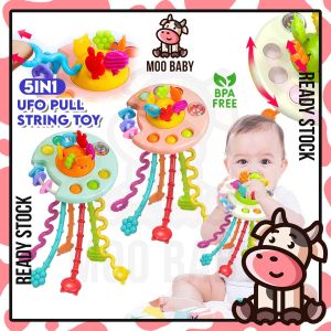 ⭐Moo Baby Toy UFO Pull String Toy Mainan Baby 6 Bulan Toys for Baby Toys 0 12 Months Baby Teether Toys Baby Sensory Toy