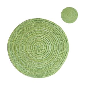Sage Green Woven Placemats And Rattan Coasters Set - 1/4/6 Options Non-Slip Washable Dining Table Mats for Farmhouse Style