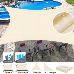 Beige Sun Shade Sail Waterproof Shade Sail for Outdoor Garden Patio Party 98% UV Block Sunscreen Awning Canopy Sunsail with Rope