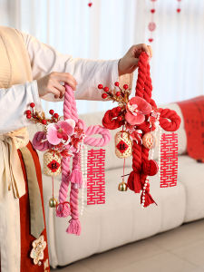 Festive Thousand Character Knot Decoration for Moving into a New Home Bedroom Door Handle Ornament Housewarming Celebration