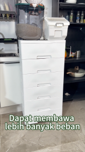 Lemari Penyimpanan Multifungsi 5 Laci dengan Roda dan Kunci - Warna Putih