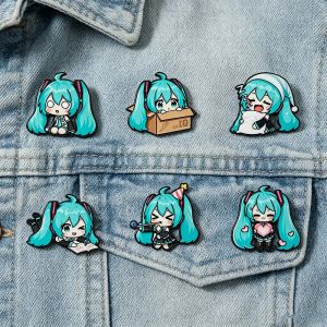 Bandai | Bộ 6 Ghim Cài Men Hình Nhân Vật Vocaloid Kawaii Chibi Dễ Thương Phiên Bản Q Huy Hiệu Kim Loại Hoạt Hình Anime Dành Cho Ba Lô