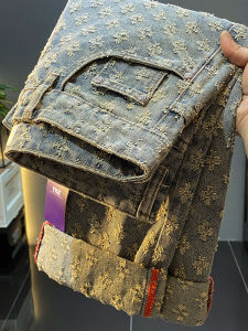 American High Street Fleece Lined Loose Casual Jeans Mens Straight Leg Trousers for Couples Autumn Spring Fashion City Cotton Elastic Wear Resistant