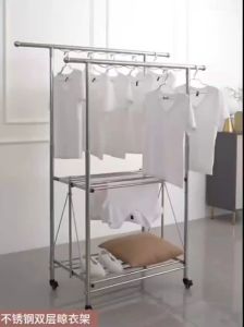 High Quality Stainless Steel Foldable Heavy Duty Mobility Clothes Hanger Drying Rack Adjustable Penyidai Pakaian Outdoor