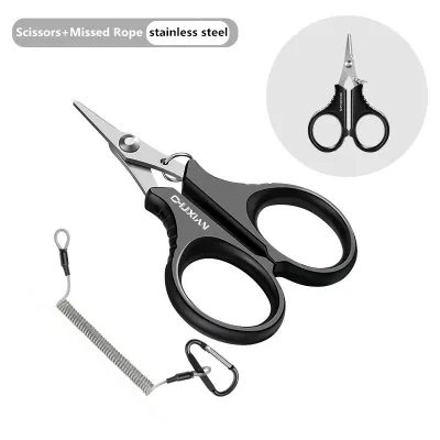 Titanium coated stainless steel fishing scissors pliers for cutting PE braided wire carp outdoor fishing tool accessories