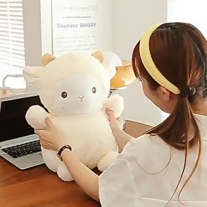Cute Sheep Plush Toy Cute Polk Sheep Plushie Toys Hugging Sleeping Room Decorations Kids Birthday Gifts