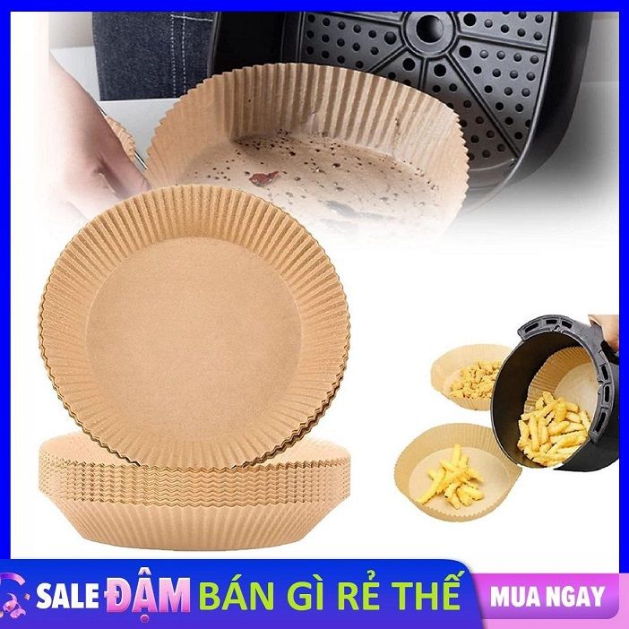 Set 100 Tờ Giấy NẾN VÀNG Lót Nồi Chiên Không Dầu Hình Tròn Dùng Lót Thực Phẩm Giảm Thiểu Tối Đa Dầu Mỡ Bám Vào Nồi Chiên