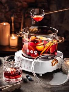High Temperature Resistant Glass Cooking Utensils Hot Wine Soup Pot Red Wine Cooking Utensil Set Universal for Open Flame Electric Ceramic Stove