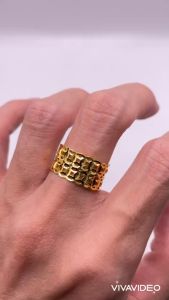 Nhẫn kim tiền đôi titan không gỉ màu vàng Nhẫn nữ kiểu dáng kim tiền chất liệu titan bền màu trangsucmoiluatuoi.RIN