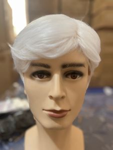 Performance Wig Grandpa Wig Elderly White Hair Short Hair Realistic Pure White Short Straight Hair Full White Head Cover
