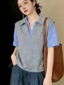 AIYITI | Layered Short Sleeve Blouse For Plus Size Loose Fitting High-end Style