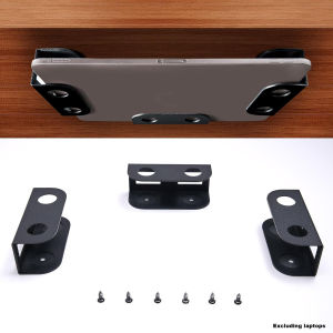 Under Desk Laptop Mount Metal Under Desk Shelf Holder for Laptop Mac Mini Macbook Keyboard with Anti-Scratch Silicone