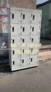 Tủ sắt hồ sơ locker 15 ô cửa mỗi cánh có 2 chía khóa riêng biệt sắt sơn tĩnh điện màu