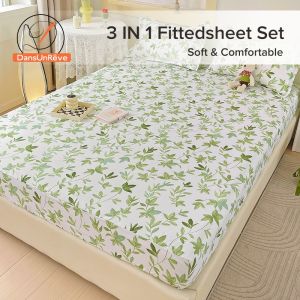 Dansunreve 3IN1 Fittedsheet Set Single Queen King Fitted Sheet Floral Skin-friendly Bedsheet Pillowcase Dansunreve Bed Sheets Rv Bunk Bed Sheets - Lazada
