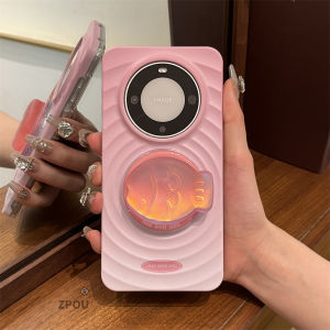 ZPOU Huawei Mate60 Pro+ Silicone Phone Case New Cute Laser Cut Fish Magnetic Stand 70 Ultra Simple High-End Wave Magnetic Attraction Case