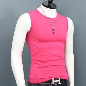 Mens round Neck Sleeveless T-Shirt Summer Sporty Cotton Vest Fashionable Pure Cotton Youth Casual Fit Sweat Back Vest