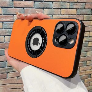 Applicable To IPhone 14 Pro Max Magnetic Suction Leakage Label Lychee Pattern Leather Mobile Phone Case Lens Film Protection 13 12 11 Pro Max