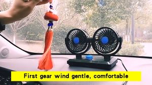 12v/24v Usb Plug Charging Dual Head Car Fan 360 ° Rotatable Adjustable Wind Direction Multifunctional Car Cooling Fan Compact And Compact Operation Quiet And Noiseless Portable Car Fan Household Fan