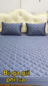 Bộ ga gối trần bông phi lụa mềm mịn nhập khẩu cao cấp Bộ Drap giường bọc đệm kèm 2 vỏ gối đầy đủ kích thước m6-m8-2m2