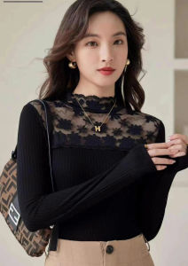 เสื้อยืดคอตั้งทรงเข้ารูปสตรีทสไตล์สำหรับผู้หญิง ทรงเข้ารูป แขนยาว ทรงเข้ารูป ทรงเข้ารูป เสื้อคอตั้งแขนยาว เสื้อคลุมกันหนาว