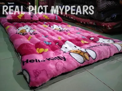 MY PEARS - Kasur Lantai bulu Rasfur IMPORT KARAKTER JUMBO 200x180x10 SUPER QUALITY GRATIS 2 bantal