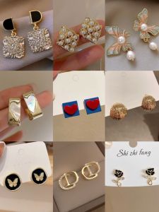 Elegant Pearl Flower Stud Earrings S925 Sterling Silver Butterfly Design Womens Fashion Jewelry Ear Jewelry