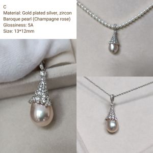 DaVee | Baroque pearl pendant necklace pendant Tahiti black pearl pink pearl white blue freshwater pearl pendant