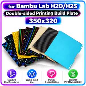 Double‑Sided Magnetic Build Plate 350x320 for Bambu Lab H2D H2S Spring Steel Smooth Textured Removable Cold Heat Bed 3D Printer