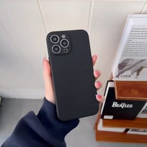 เคสโทรศัพท์ซิลิโคนเหลวขอบตรงสำหรับ iPhone 11 12 13 14 15 Pro Max X XR XS Max 14 15 7 8 6 6S Plus SE 2020 เคสโทรศัพท์ซิลิโคนเหลวขอบตรงทรงสี่เหลี่ยมจัตุรัสกันกระแทก