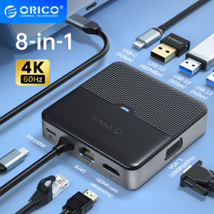 ORICO Type C Docking Station USB 3.0 HUB 4K60Hz HDMI RJ45 PD Adapter for Macbook iPad Air M1 PC Accessories Splitter