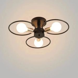 Đèn Trần Tròn 3 Bánh Xe JOYINLED Màu Đen Kiểu Hiện Đại Chất Liệu Kim Loại Lắp Đặt Bán Âm Trần Dùng Cho Nhà Bếp Phòng Ăn Phòng Ngủ Hành Lang - Tương Thích Với Đèn LED