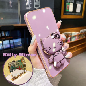 Casing Ponsel untuk VIVO Y91 Y91i Y95 Y91C Y1s Y90 Y81 Y83 Y81i Y71 Y71i Case silikon casing pelapis Hello Kitty HP kartun ungu penutup pelindung softcase garis lebar pembungkus penuh kesing Phone Stands