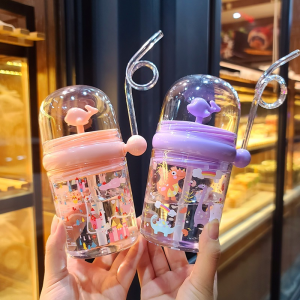 🔥พร้อมส่งจากไทย 🔥แก้วน้ำปลาวาฬพ่นน้ำ 250ml ขวดน้ำเด็ก พร้อมหลอดดูด มีสายสะพาย สำหรับเด้กหัดดื่ม วัสดุ tritan Bpa free กระติกน้ำเด็กอนุบาล เด็กไปโรงเรียน ลายน่ารัก