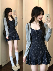 SUHUIQIAN | Floral Spaghetti Strap Dress Short