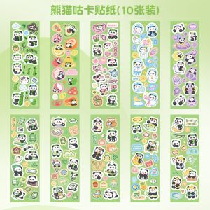 Cute Panda Guka Stickers Cartoon DIY Handmade Decorative Decals Childrens Craft Stick-On Notes 10 Pieces Notebook Accessories