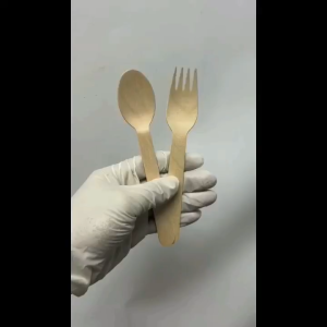 (100Pcs) Disposable 16.5cm & 10cm Wooden Cutlery / Wooden Mini Spoon Spork / Bio Fork / Bio Spoon