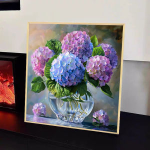 Colored Glaze Purple Hydrangea Diamond Painting Full Diamond 2024 New Arrival Plant Florals Living Room Fancy Handmade Diamond Embroidery Point Stickers