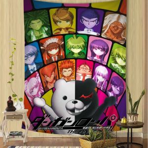 VIKAMA Teya Anime Tấm Thảm Gothic Trang Trí Treo Tường Polyester Sofa Nền Phòng Khách Kawaii Phong Cách Nhật Bản In Hình Hình Chữ Nhật