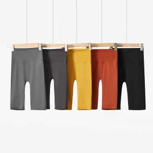 High Waist Five-Quarter Length Yoga Capris Womens Wear Outdoor Running Cycling Shorts Breathable Quick Dry Nylon Fitness Shorts