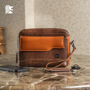 Tas Kantong Kulit Pouch Bag Handbag Pria Mewah Kulit Sapi Tahan Air Gaya Terbaru Korean Vintage 6 Slot Kartu Bendamin Exce Reven